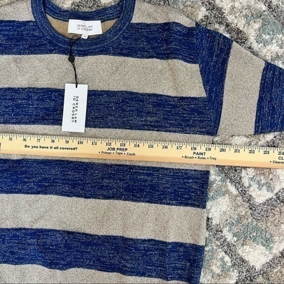 Derek Lam 10 Crosby metallic blue and gold stripe sweater size small - Picture 8 of 11